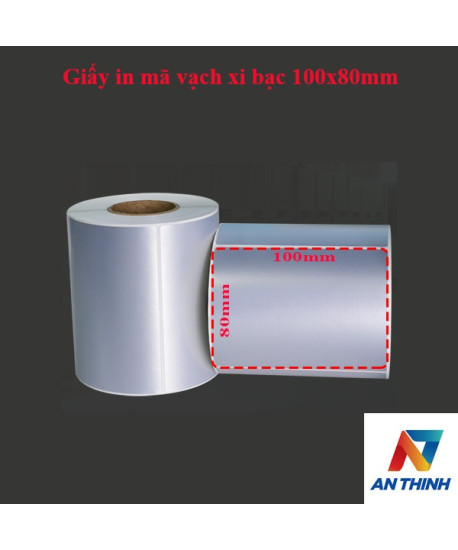 Giấy in tem mã vạch xi bạc 100×80