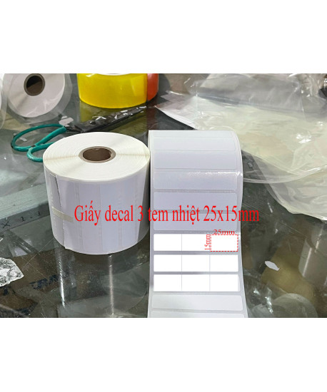 Giấy in 3 tem nhiệt 25x15mm